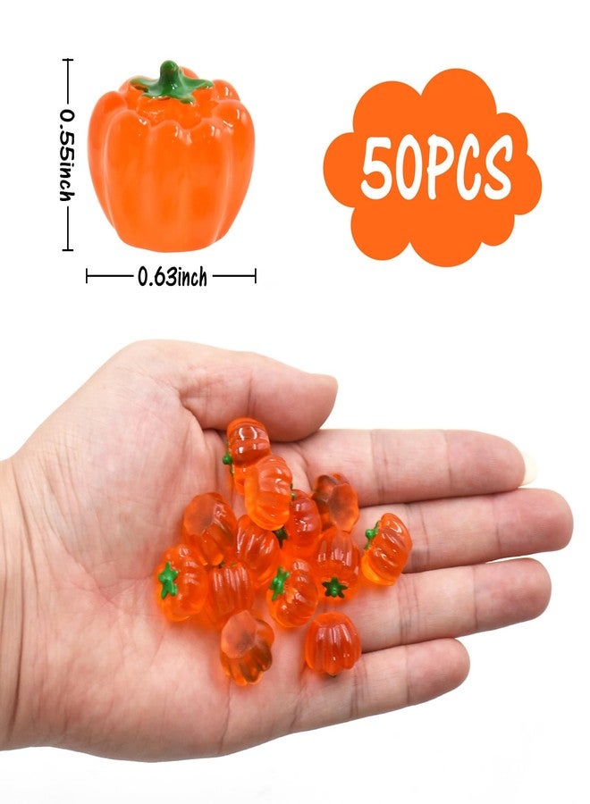 HOMICO 50 PCS Mini Pumpkins for Crafts Dollhouse Fall Decorations Luminous Tiny Pumpkins for Halloween Vase Filler Small Decor for Fairy Garden Micro Landscaping - Image 2